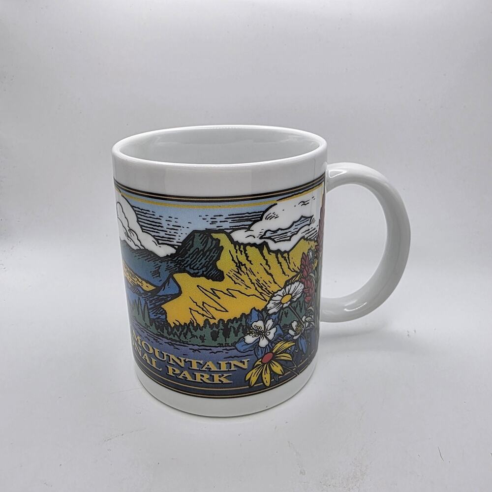 Vintage Rocky Mountain National Park Scenic Coffee Mug Mountains Wildflowers